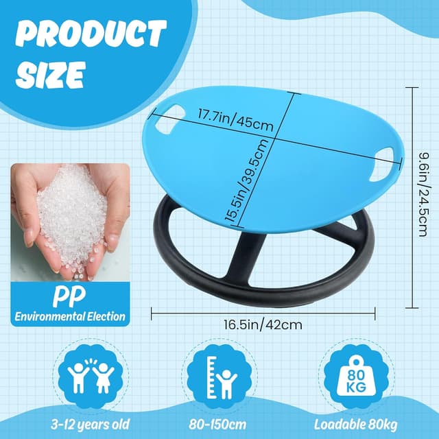 Detalle 2 de LGMCF Kids Sensory Spinning Chair (Blue) with Safety Handle and Non-Slip Design