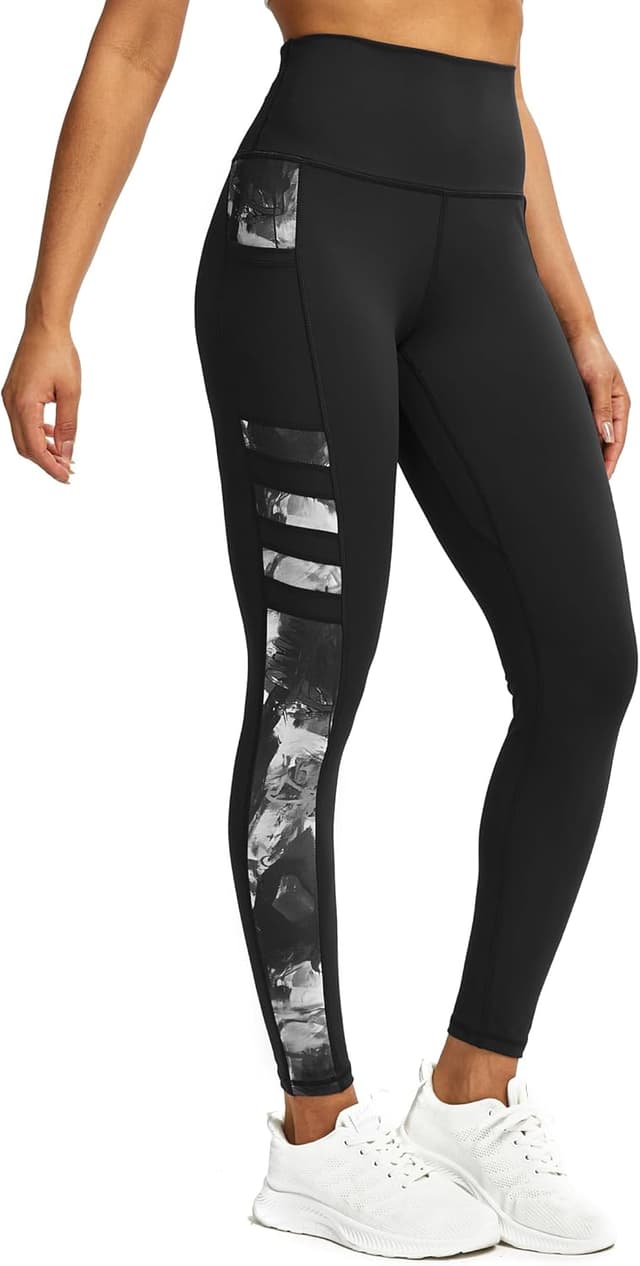 Detalle de Tuspryt Sport Leggings Damen mit Taschen – blickdichte High-Waist Trainingshose für Yoga, Fitness & Lauf-Workouts
