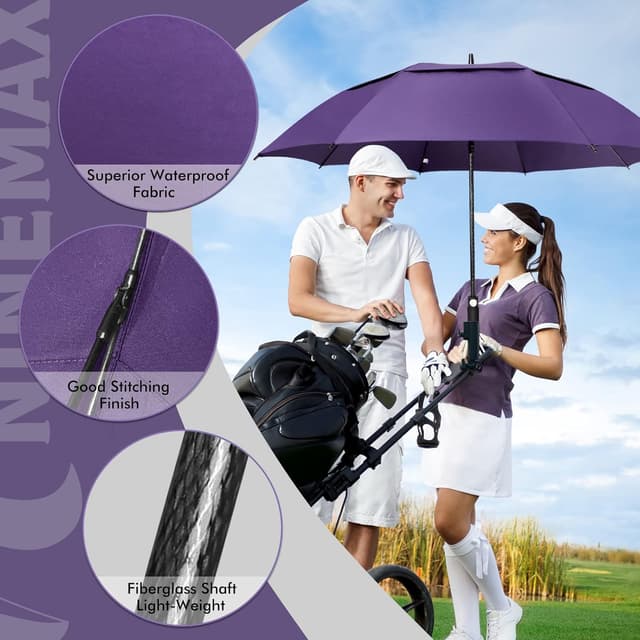 Detalle de NINEMAX Golf Umbrella (51/54/62/68 Inch) Automatic Open, Large Double Canopy Windproof & Waterproof