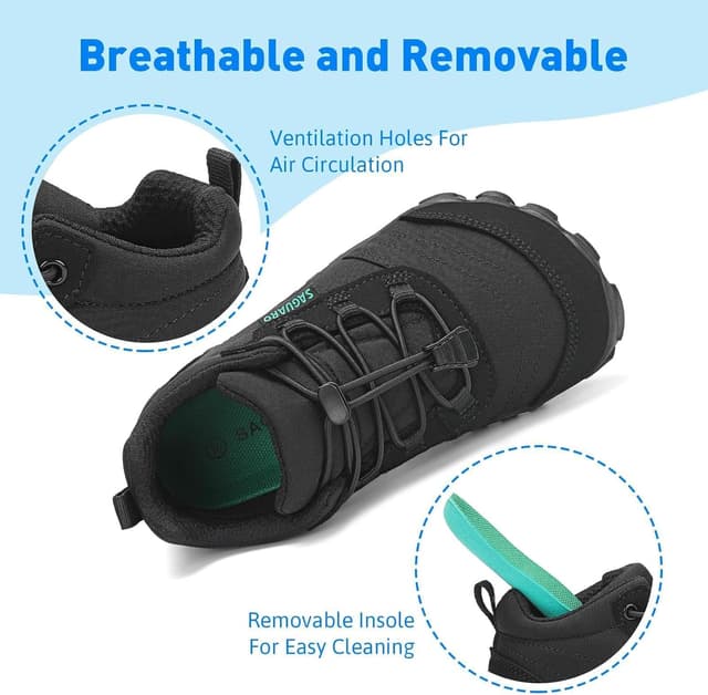 Detalle de SAGUARO Kinder Barfußschuhe atmungsaktiv rutschfest Wanderschuhe Barefoot Minimal Sneaker (Gr. 26–36)