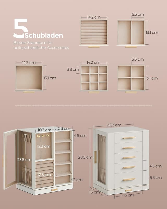 Detalle 2 de SONGMICS GISELLA Schmuckkästchen 360° Drehbar