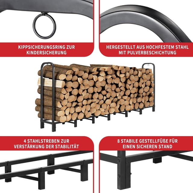 Detalle 1 de Kendane Kaminholzregal 8FT 242x39,5x100 cm