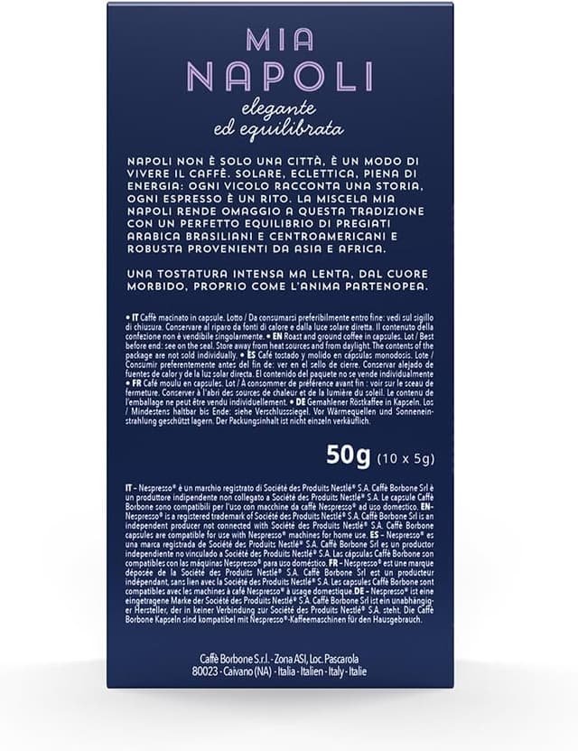 Detalle de Caffè Borbone Miscela Mia Napoli – 100 capsule in alluminio, compatibili Nespresso* (Mia Napoli)