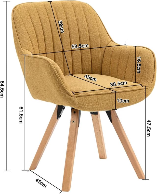 Detalle de MEUBLE COSY sedia girevole 360° imbottita con braccioli e schienale per pranzo, ufficio e toeletta