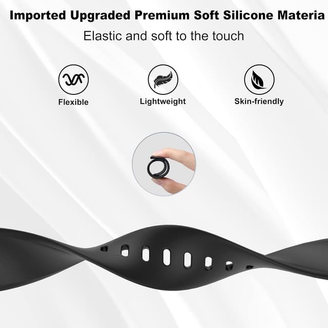 Detalle de Higgs 4 Pack Sport Straps for Apple Watch (11/10, 42mm/40mm/41mm/38mm) – Soft Silicone Replacement Bands