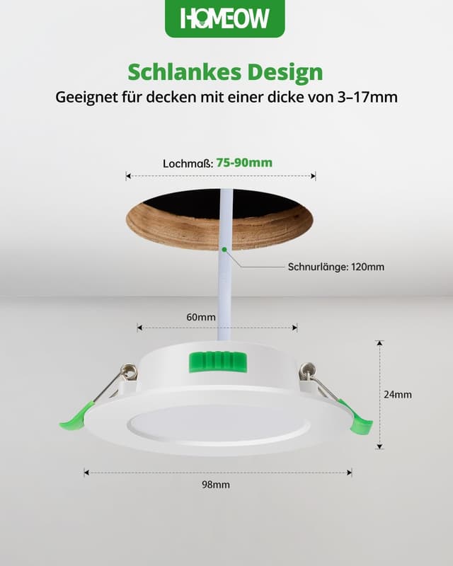 Detalle 2 de HOMEOW 20er Set LED Einbaustrahler 7W