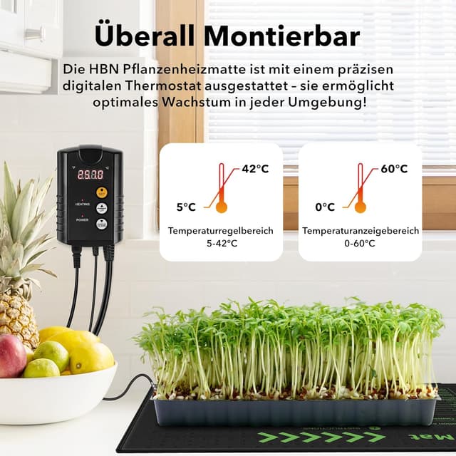 Thumbnail 1 de HBN Heizmatte 52 x 25 cm Thermostat