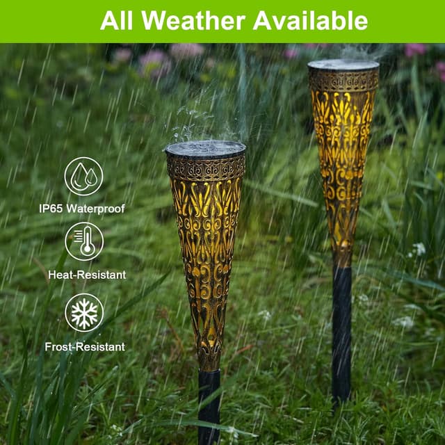 Detalle de GEARLITE Solarlampen für Außen Garten (4er-Set) mit Warm-/Weiß-LED und IP65