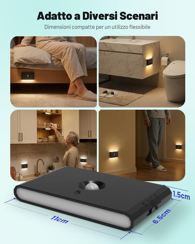 Thumbnail 6 de Luce Notturna Sensore Movimento 3 modalità 4 pezzi