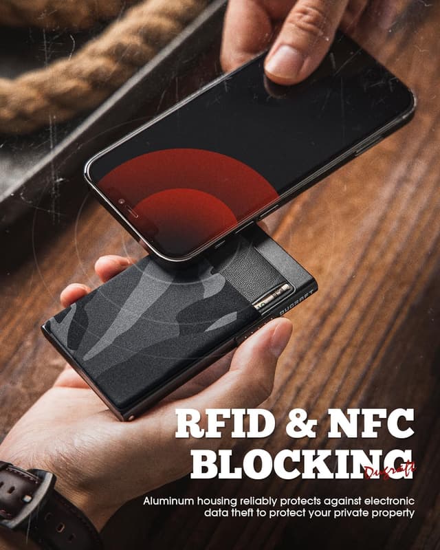 Detalle de DUGRAFT Men’s Pop-Up Aluminium Credit Card Holder Wallet with RFID Blocking & Coin Pocket