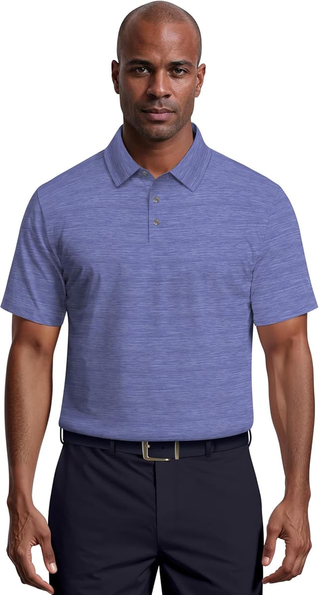 Detalle de PGA Tour Men’s Airflux Jaspe Cotton Short Sleeve Golf Polo Shirt