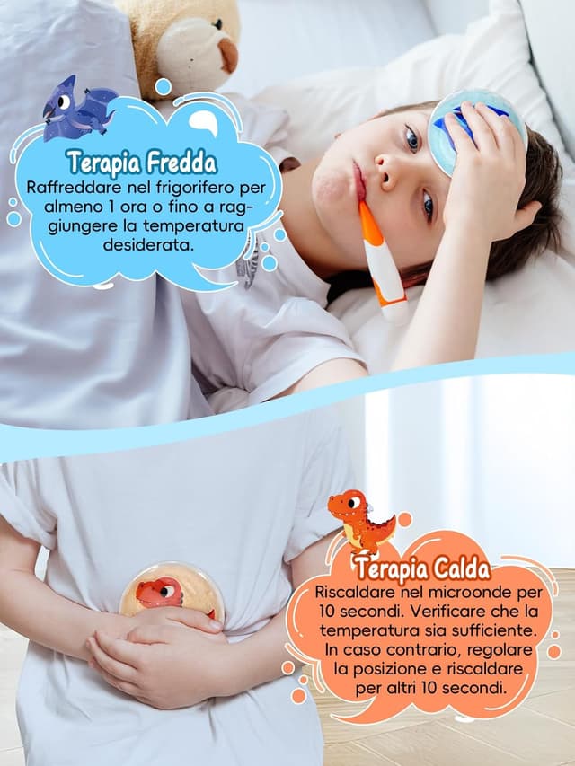 Thumbnail 6 de Comfytemp set da 6 borse del ghiaccio riutilizzabili per bambini con impacchi caldi e freddi a tema dinosauro