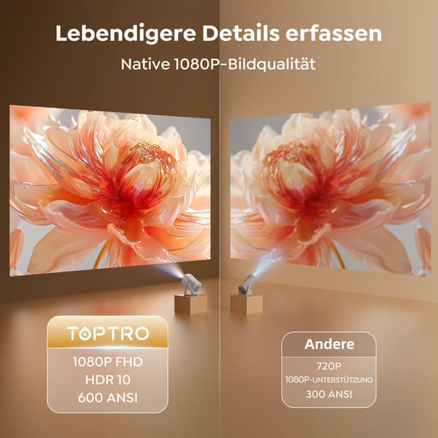 Detalle de Smart Beamer 4K Tragbarer Projektor 600ANSI