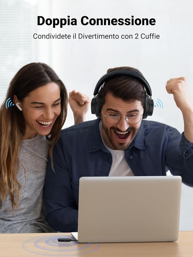 Detalle 2 de UGREEN Trasmettitore Ricevitore Bluetooth 5.4 2 in 1 aux 3,5 mm