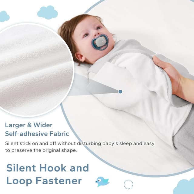 Detalle de ZIGJOY Baby Swaddle Sleeping Bag 1.5 Tog (Grey) – Adjustable 6–12 Months Fleece Wrap