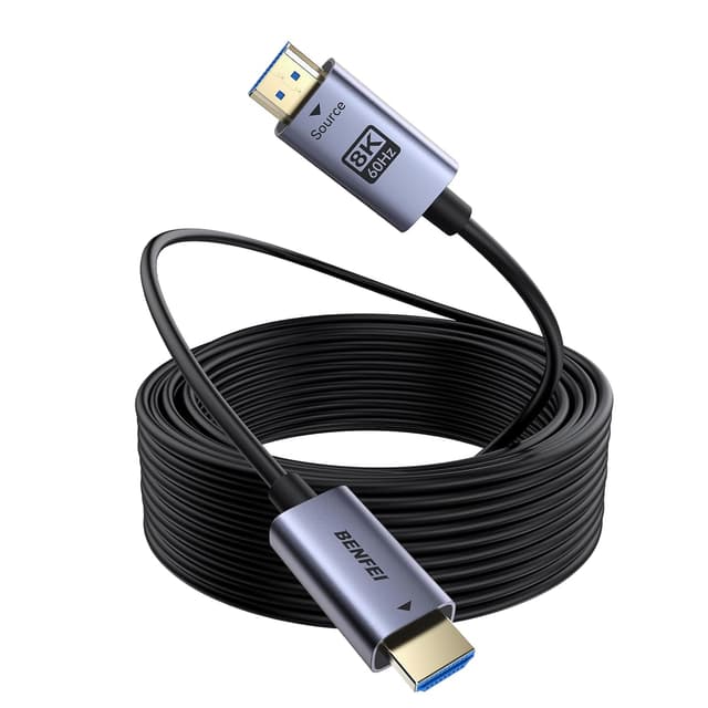 Detalle de BENFEI HDMI 2.1 Glasfaser-Kabel 30 m für 8K@60Hz, 4K@240Hz, CL3 (wandtauglich) mit eARC & HDCP 2.3