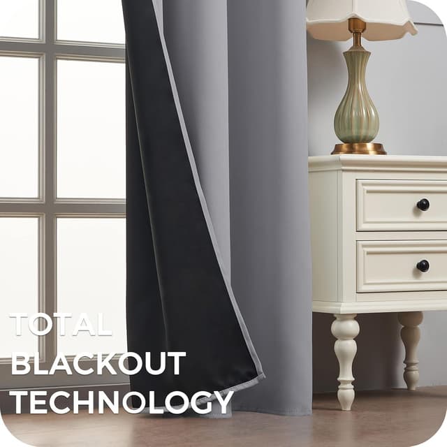 Detalle de MRTREES Rideau occultant thermique en polyester, gris clair, 140×225 cm (lot de 2, œillets)