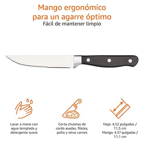 Thumbnail 2 de Amazon Basics Juego de cuchillos de carne 8 unidades negras