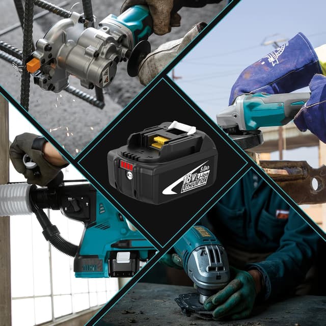 Thumbnail 6 de TOPBATT 2x 5000mAh 18V Li-ion batteries (compatible with Makita BL1850B/BL1840 etc.) with LED indicators