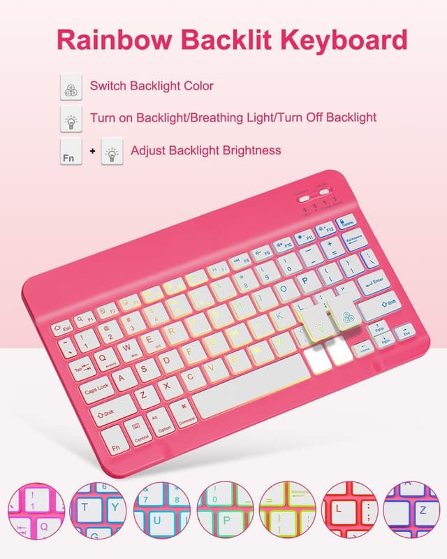 Detalle de EAMPANG iPad keyboard case with rainbow backlit detachable keypad for 11th/10th gen A3354/A3355/A3356 and A2696/A2757/A2777/A3162