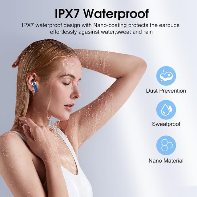 Thumbnail 6 de Écouteurs Bluetooth sans fil Bluetooth 5.4 avec 4 micros ENC, réduction de bruit et autonomie jusqu’à 40 h (USB‑C) – Bleu