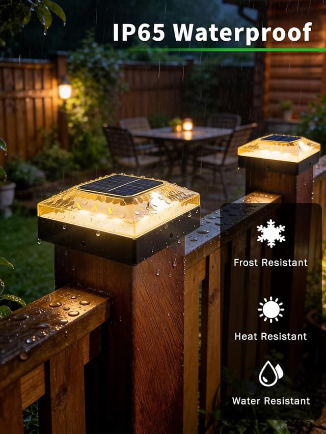 Detalle 2 de ROMANJOY 4x4 Solar Post Lights (4 Pack) with 3 Colours & 2 Brightness Levels