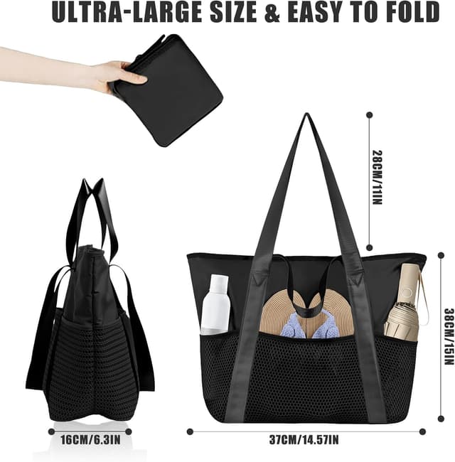 Detalle de flintronic Borsa Mare Grande Donna impermeabile con rete e tasche, per spiaggia e piscina