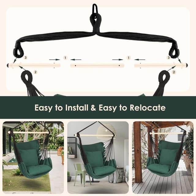 Thumbnail 4 de Highwild Hammock Chair Hanging Rope Swing 500 lbs