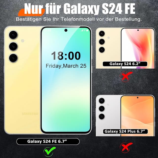 Thumbnail 6 de Giyer Panzerhülle für Samsung Galaxy S24 FE (5G) mit Kameraschutz, 360° Metallring-Ständer und Schutzfolie