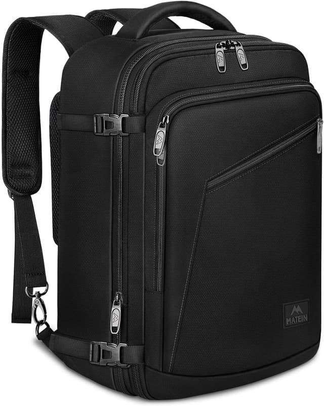 Detalle de MATEIN Ryanair Handgepäck Rucksack 40x20x25 cm (20 l), erweiterbar, schwarz