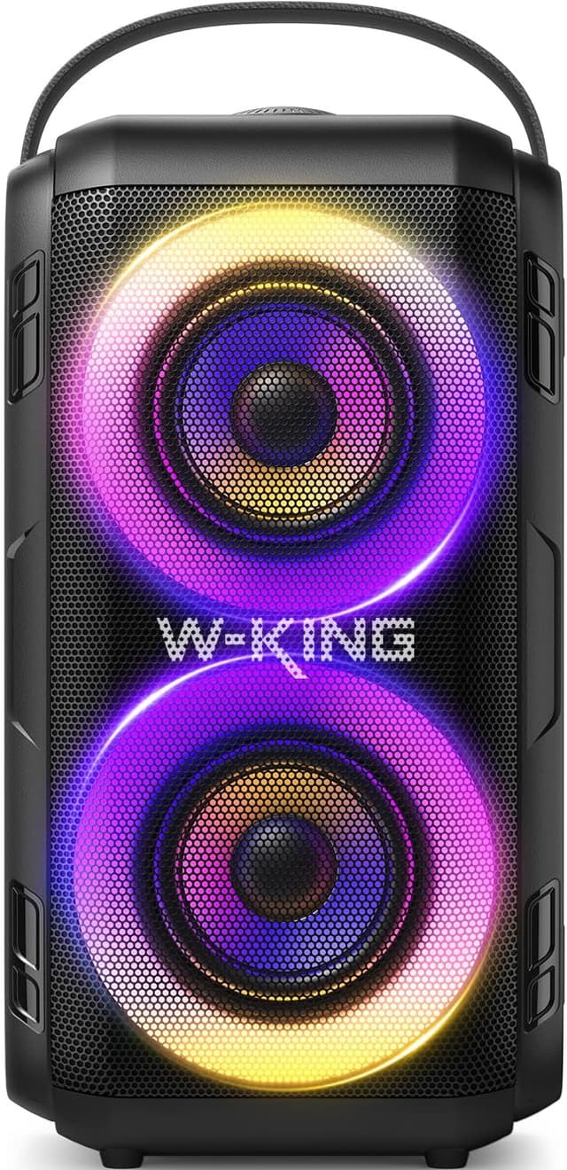 Detalle de W-KING 80W Portable Party Boom Box T9-2 Bluetooth Speaker with Lights, IPX5 and 24H Playtime