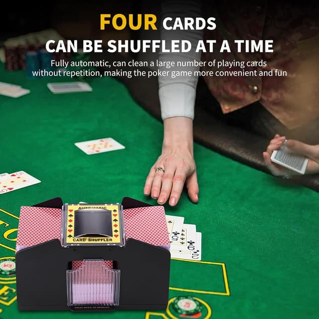 Detalle 2 de ZONJIE Automatic Card Shuffler Machine (4 Deck) – USB or Battery Electronic Card Shuffler