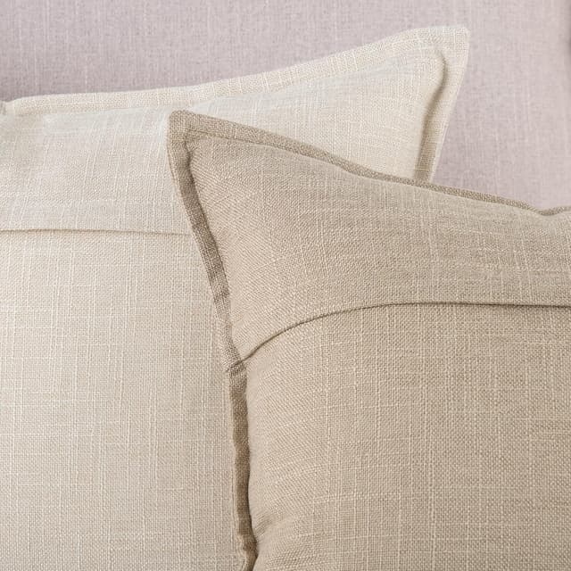 Detalle 1 de 2er-Set Kissenbezüge Madizz aus Polyester-Leinen, hellbeige 45x45 cm