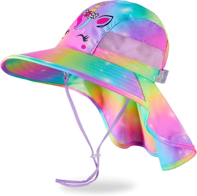 Imagen de MHJY Kids Sun Hat for Girls (2-9 Years) – UV Protection Bucket Hat with Neck Flap, Adjustable Fit en OfertitasTOP