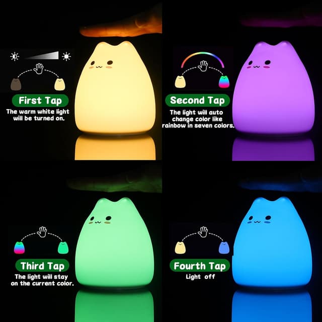 Detalle de LOVERUIS Katzenlampe Nachtlicht 7 Farben 6–8h