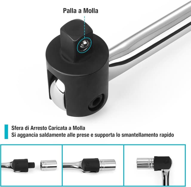 Detalle de DURATECH barra di rottura da 1/2" da 600 mm con testa flessibile 240°