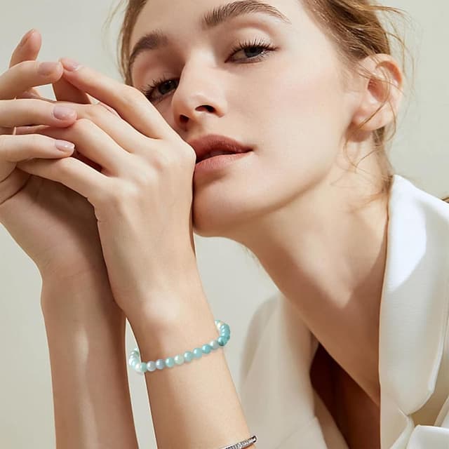 Thumbnail 4 de XIANNVXI 4mm Perlenarmband mit Natursteinen – elastisches Stretch-Armband (Amazonit/Lapislazuli)