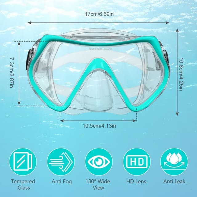 Detalle 2 de AOOSA snorkel mask 180° panoramic view