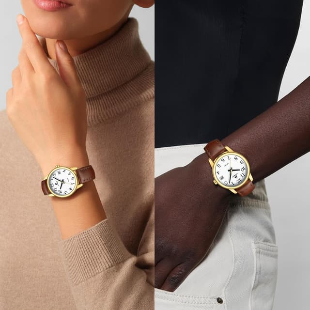 Detalle de LN LENQIN Ladies Analog Quartz Watch with Leather Strap (3 ATM Waterproof)