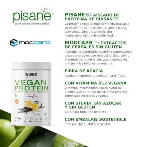 Detalle 1 de Weider Proteína Vegana 750g Vainilla