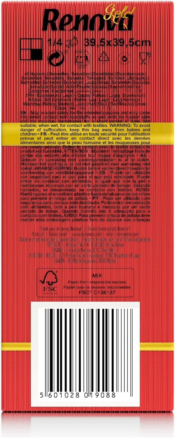 Thumbnail 5 de Renova serviettes de papier gold rouge 40 🍽