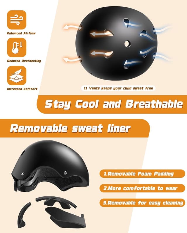 Detalle de Kids Bike Helmet Set with Adjustable Helmet, Pads & Wrist Guards (Ages 2–14)