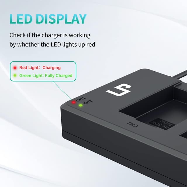 Detalle 2 de LP NP-FW50 LP Battery Charger Set (2-Pack) with Dual Charger for Sony Alpha Cameras