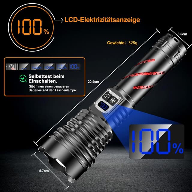 Thumbnail 4 de Relybo GT221 LED Taschenlampe 1000000 Lumen