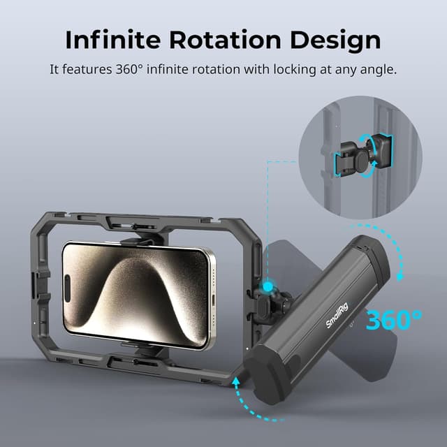 Detalle de SMALLRIG drehbarer beidseitiger Schnellverschluss-Seiten-/Obergriff für HawkLock Quick-Release-Ökosystem (für Smartphones) 4842