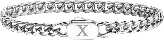 Detalle de XUANPAI Initiale Armbänder für Männer (A–Z) – 316L Edelstahl Cuban-Link mit Initiale, 21 cm