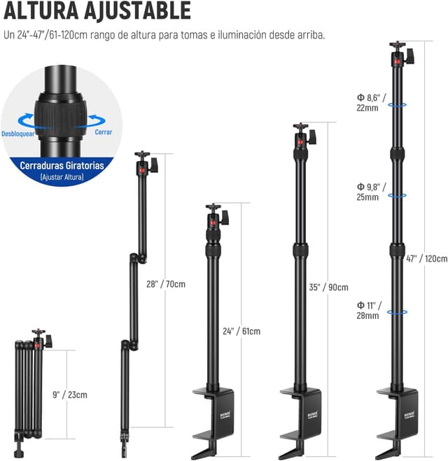 Detalle 2 de NEEWER TL253A - Soporte de Mesa Telescópico para Cámara