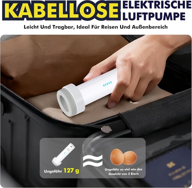 Detalle de Accenter Vakuumbeutel für Kleidung mit elektrischer Pumpe (Set mit 10 Teilen, 3 Größen)