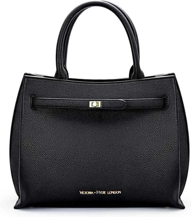 Detalle de VICTORIA HYDE Borsa a mano grande da donna in pelle PU nera (con tracolla regolabile)