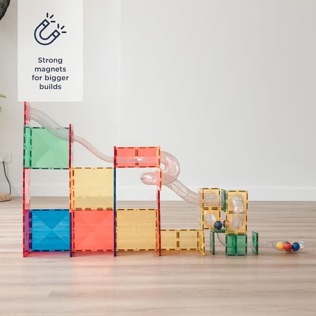 Detalle 2 de CONNETIX Piastrelle magnetiche Arcobaleno Ball Run – Espansione da 66 pezzi